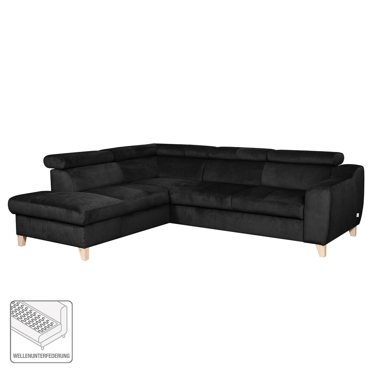 Ecksofa Aspen Webstoff Schwarz 208x245 Cm - Buchefarben/Schwarz, Design, Textil (208/245cm) - Livetastic