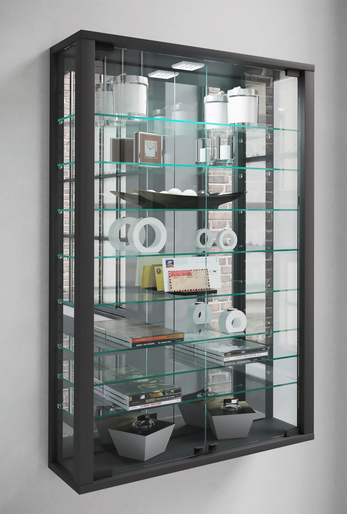 Hängevitrine Vitrosa Schwarz B: 59 Cm - Schwarz, MODERN, Glas/Holzwerkstoff (59/91,3/18cm) - MID.YOU