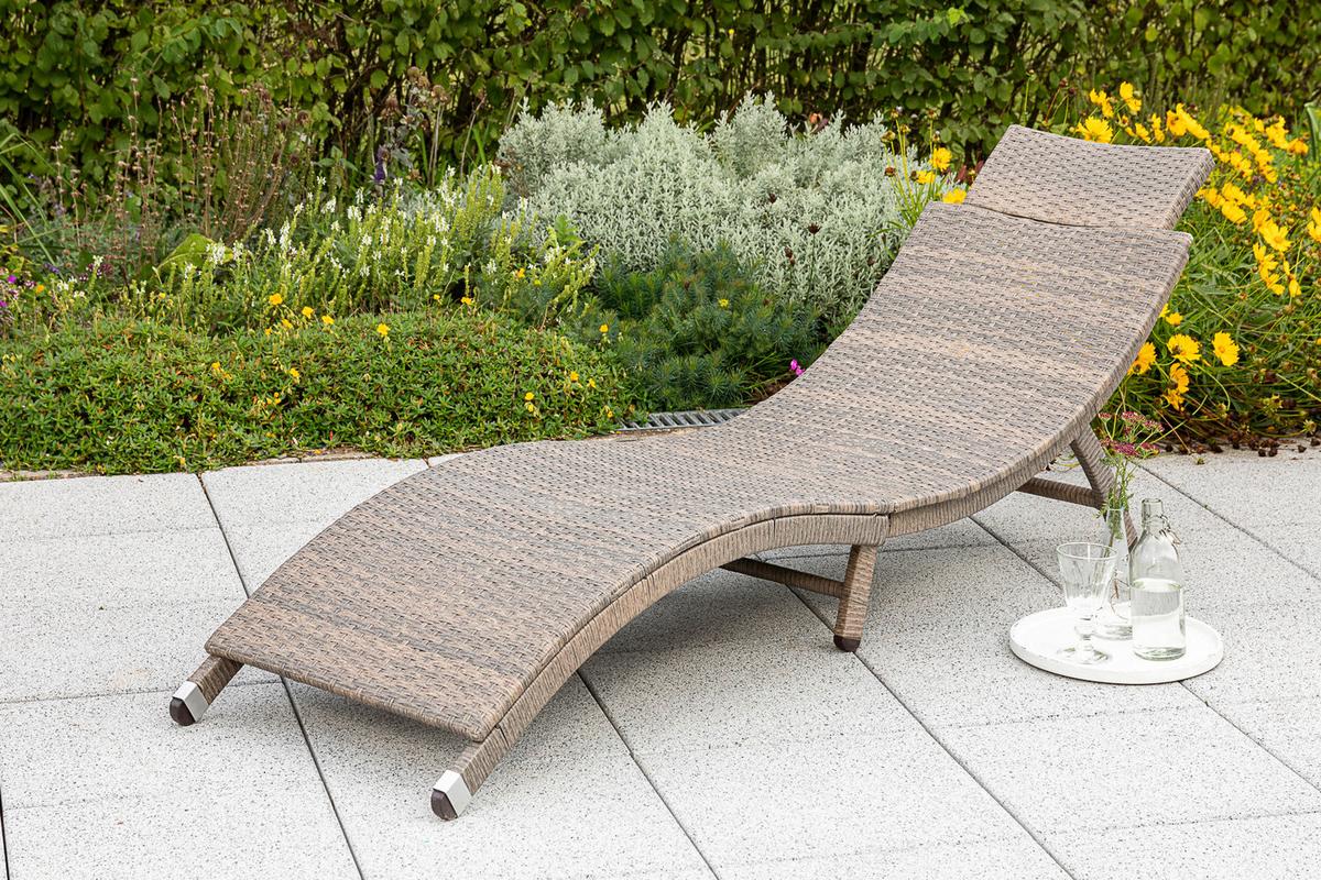 Sonnenliege Waikiki Metall/kunststoff Mit Auflage - Naturfarben/Grau, MODERN, Kunststoff/Metall (172/62/54cm) - Gardenson