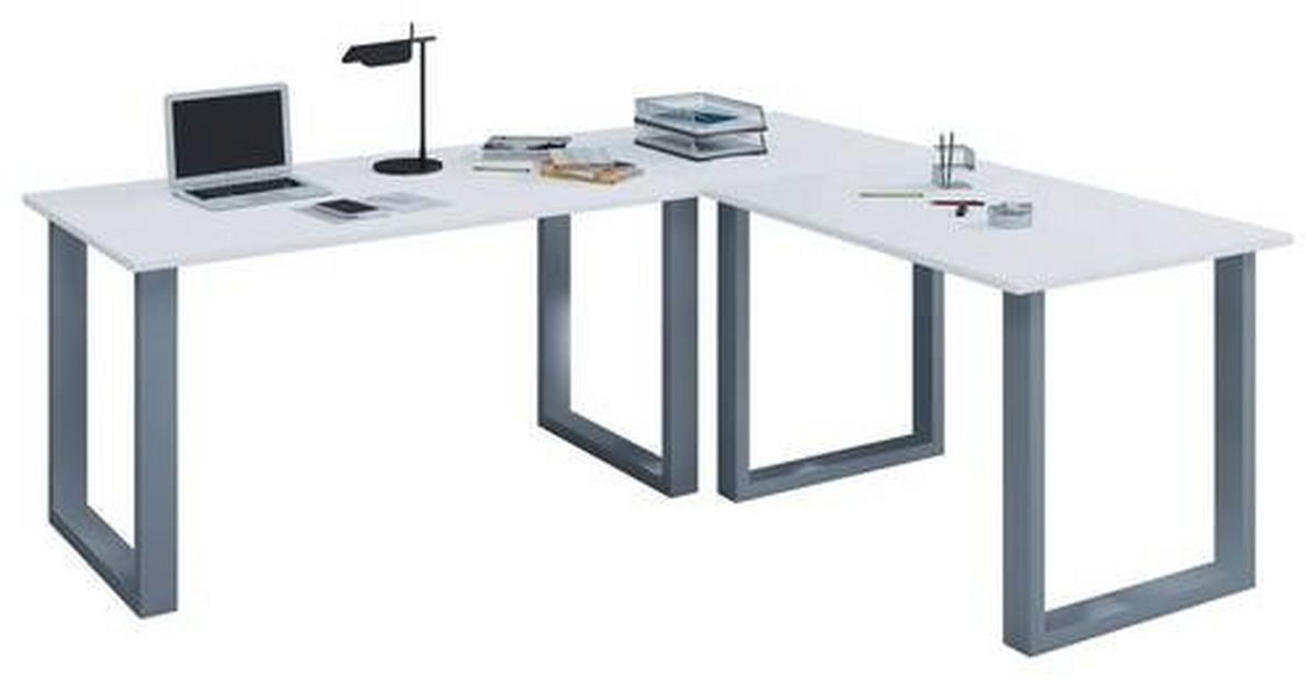 Eckschreibtisch Lona Bxh: 50x76 Cm Silber/weiß - Silberfarben/Weiß, MODERN, Holzwerkstoff/Metall (160/50/76cm) - MID.YOU