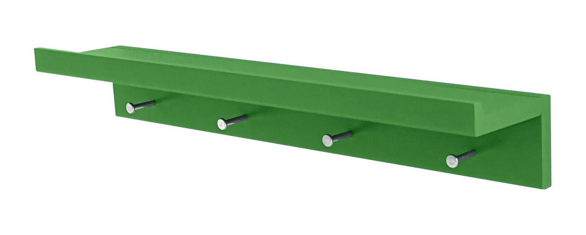 Hakenleiste Martina B: 60 cm mit Ablage 4 Haken - Grün, MODERN, Holzwerkstoff/Metall (60/10/11,3cm)