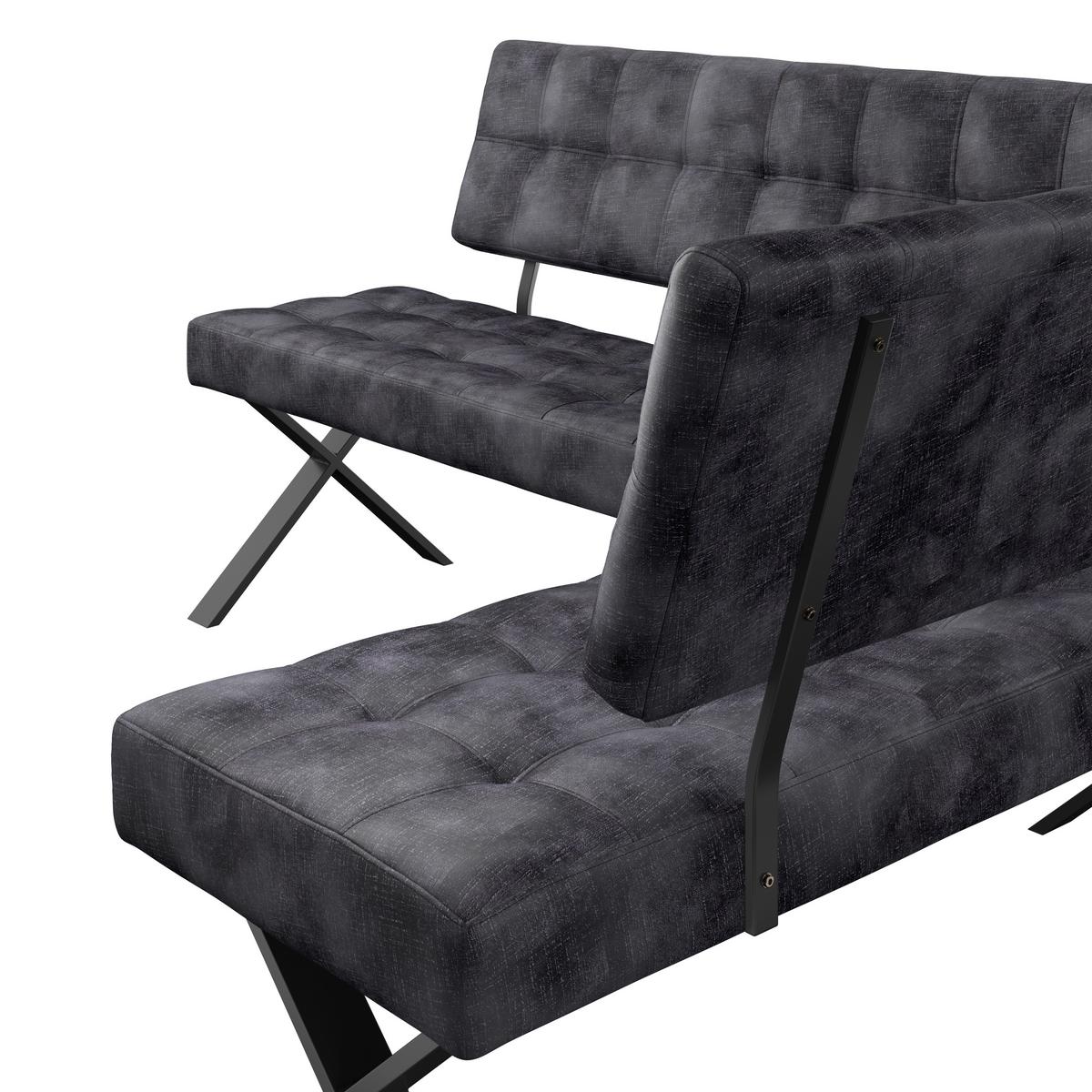 Eckbank Anthrazit Webstoff Donna 200x150 Cm - Anthrazit/Schwarz, MODERN, Textil/Metall (200/150cm)