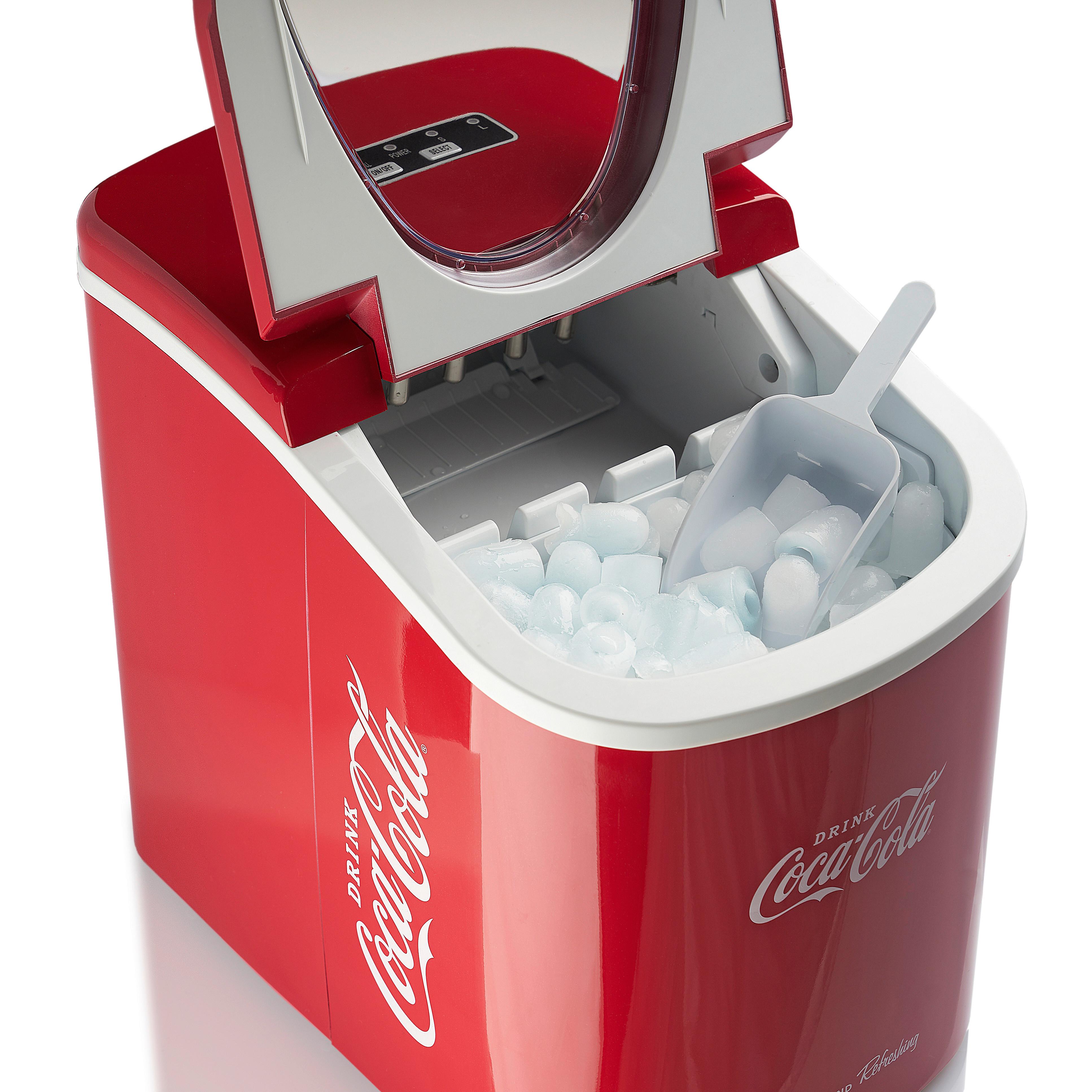 Roter Eiswürfelbereiter aus Kunststoff im Retro-Design