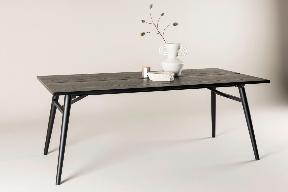 ESSTISCH SLEEK - Schwarz, Design, Holzwerkstoff/Metall (195/95/75cm) - Livetastic