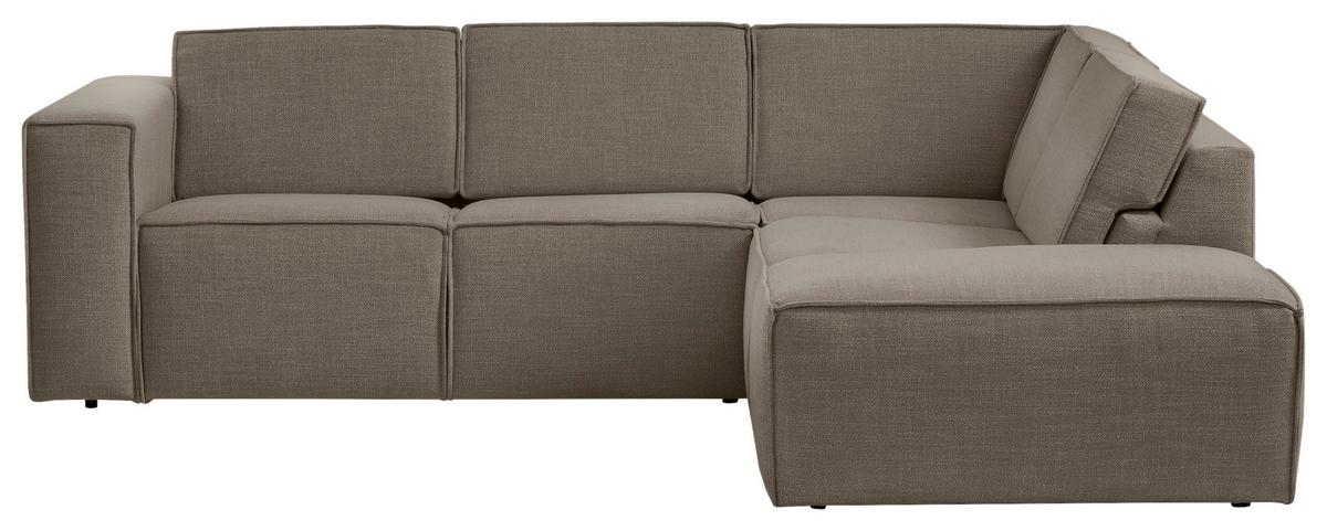 Ecksofa Dice Taupe/Grau 275x220 cm - Taupe/Schwarz, MODERN, Textil (275/220cm) - Trendmanufaktur