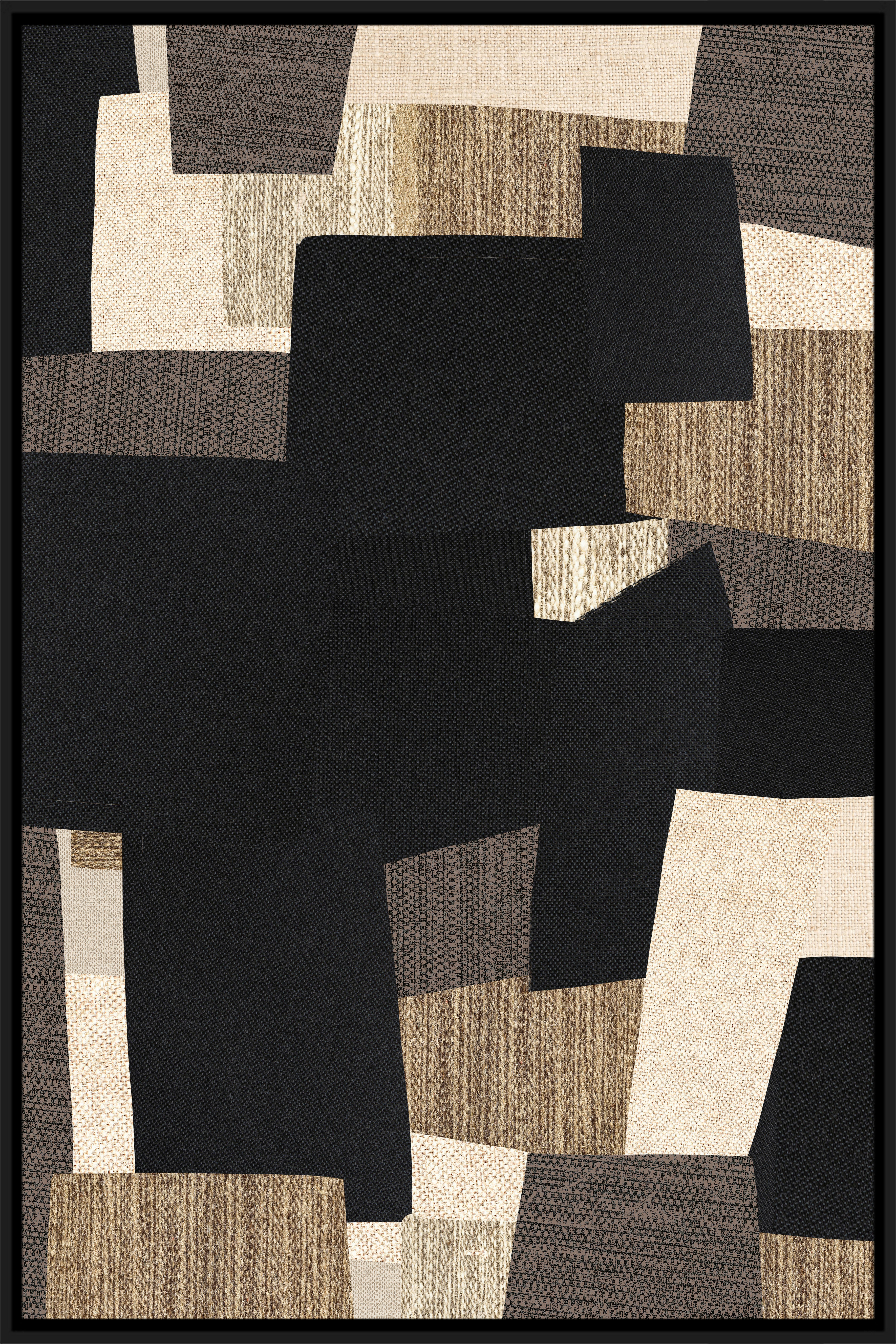 Obraz na plátně LOTTA, 60x90cm - černá/přírodní barvy, Moderní, kompozitní dřevo/textil (60/90cm) - Premium Living