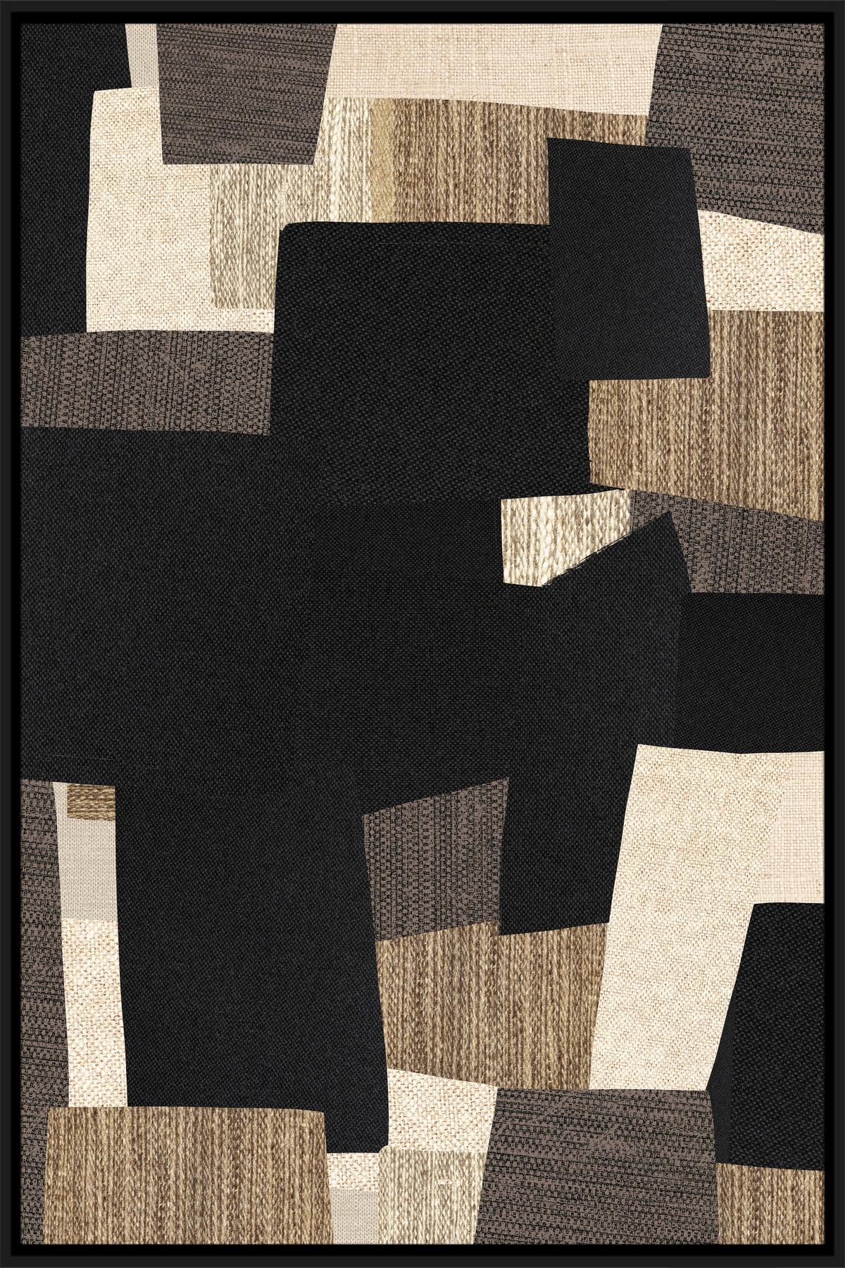 Obraz na plátně LOTTA, 60x90cm - černá/přírodní barvy, Moderní, kompozitní dřevo/textil (60/90cm) - Premium Living