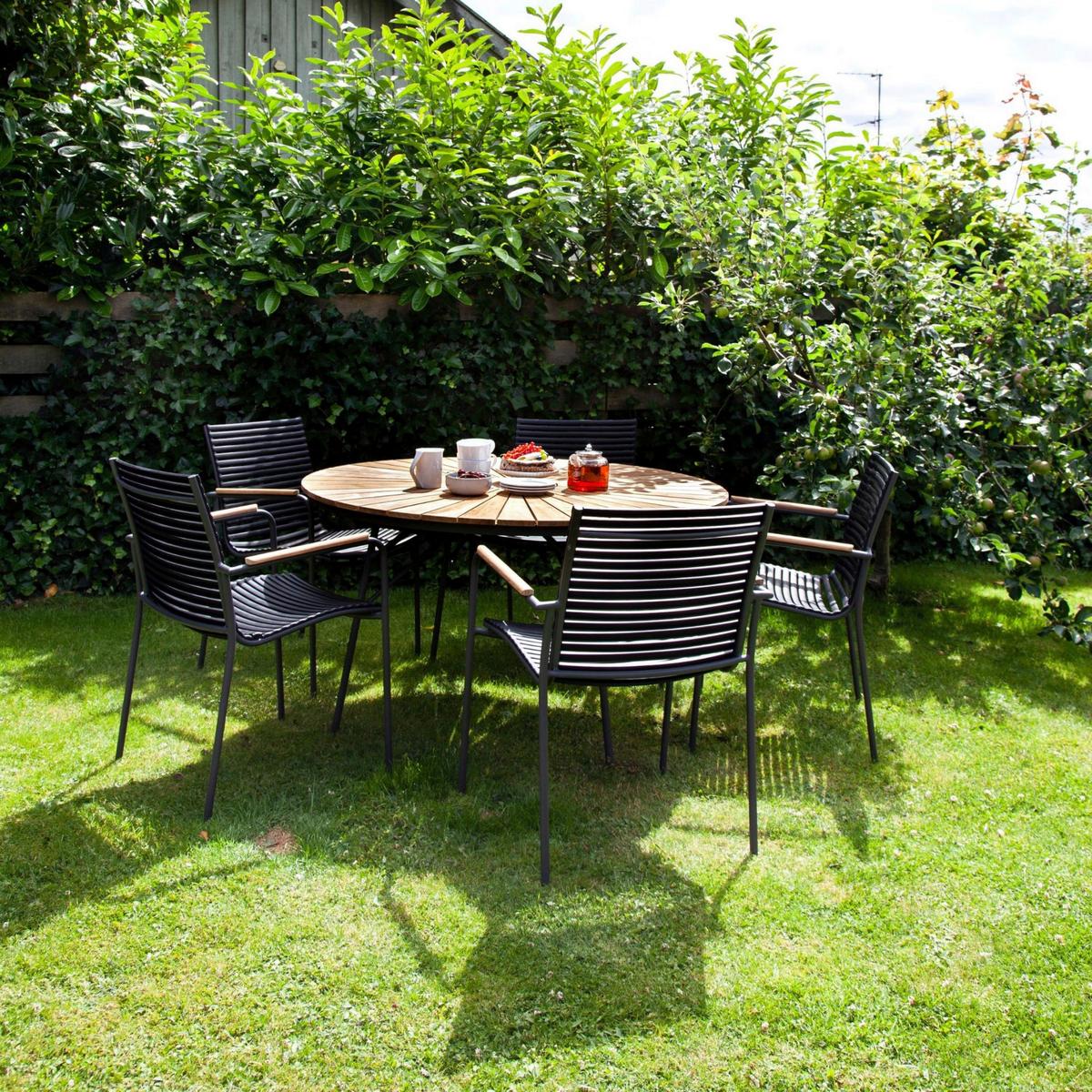 Gartenmöbel Set 5-Tlg Ellen aus Teakholz/Kunststoff - Anthrazit/Schwarz, Natur, Holz/Kunststoff - Gardenson