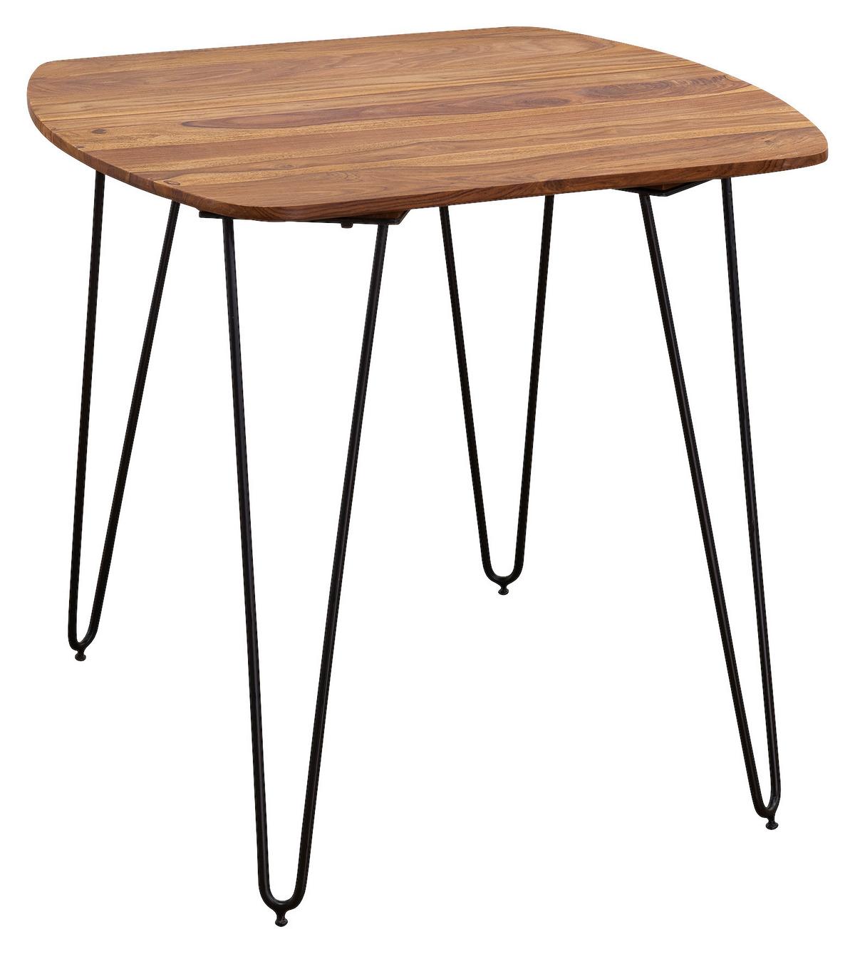 Jedálenský stôl KELA masív 80 - čierna/farba indického palisandra, Modern, kov/drevo (80/80/76cm) - MID.YOU