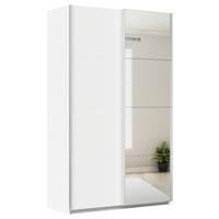 Schwebetürenschrank + Spiegel B: 136cm Feldkirch Weiß - Silberfarben/Weiß, MODERN, Holzwerkstoff (136/229/62cm)
