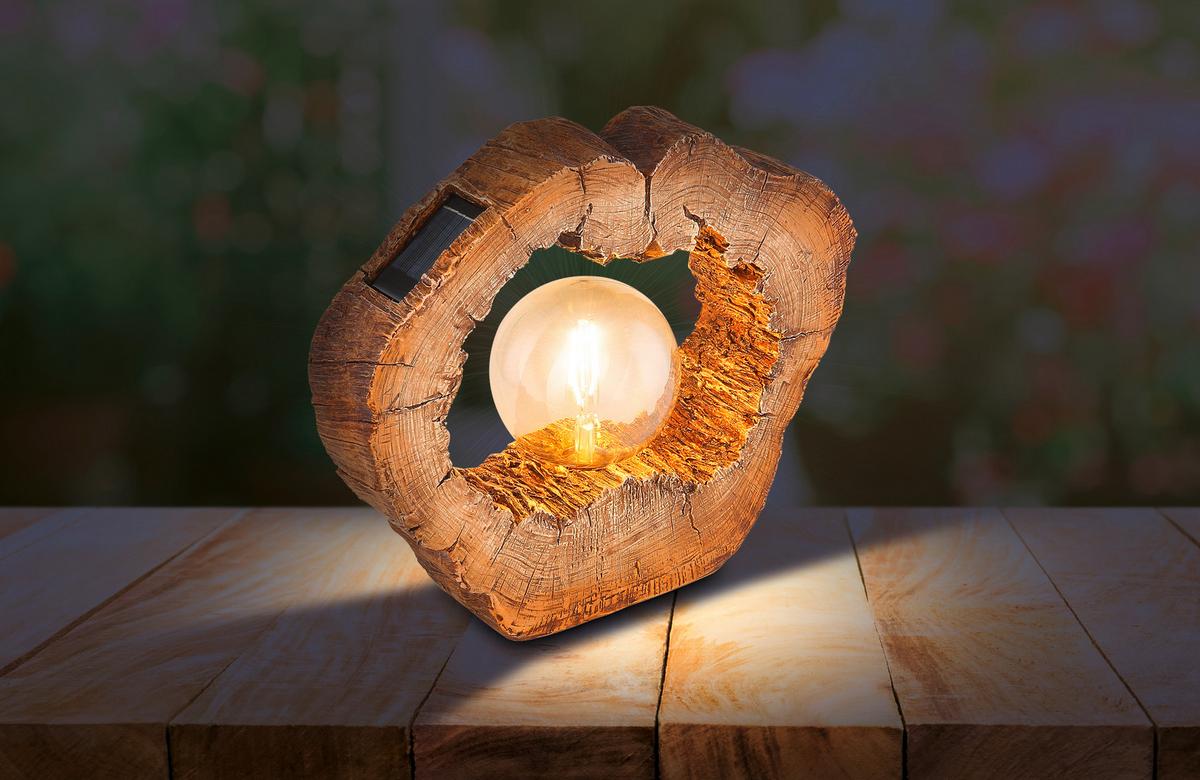 Solarleuchte 36516 - Braun, Natur, Kunststoff (30,5/8,5/25,5cm) - Globo
