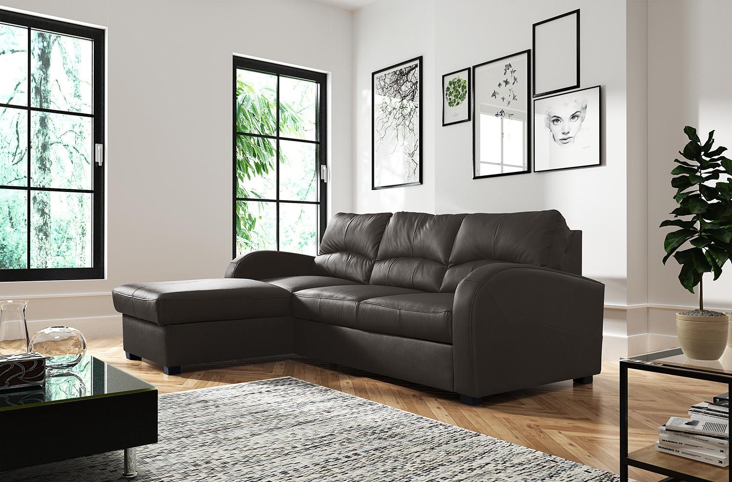 Ecksofa Tilo Dunkelbraun S: 168 cm - Dunkelbraun/Schwarz, Design, Leder/Textil (168/227cm) - Livetastic