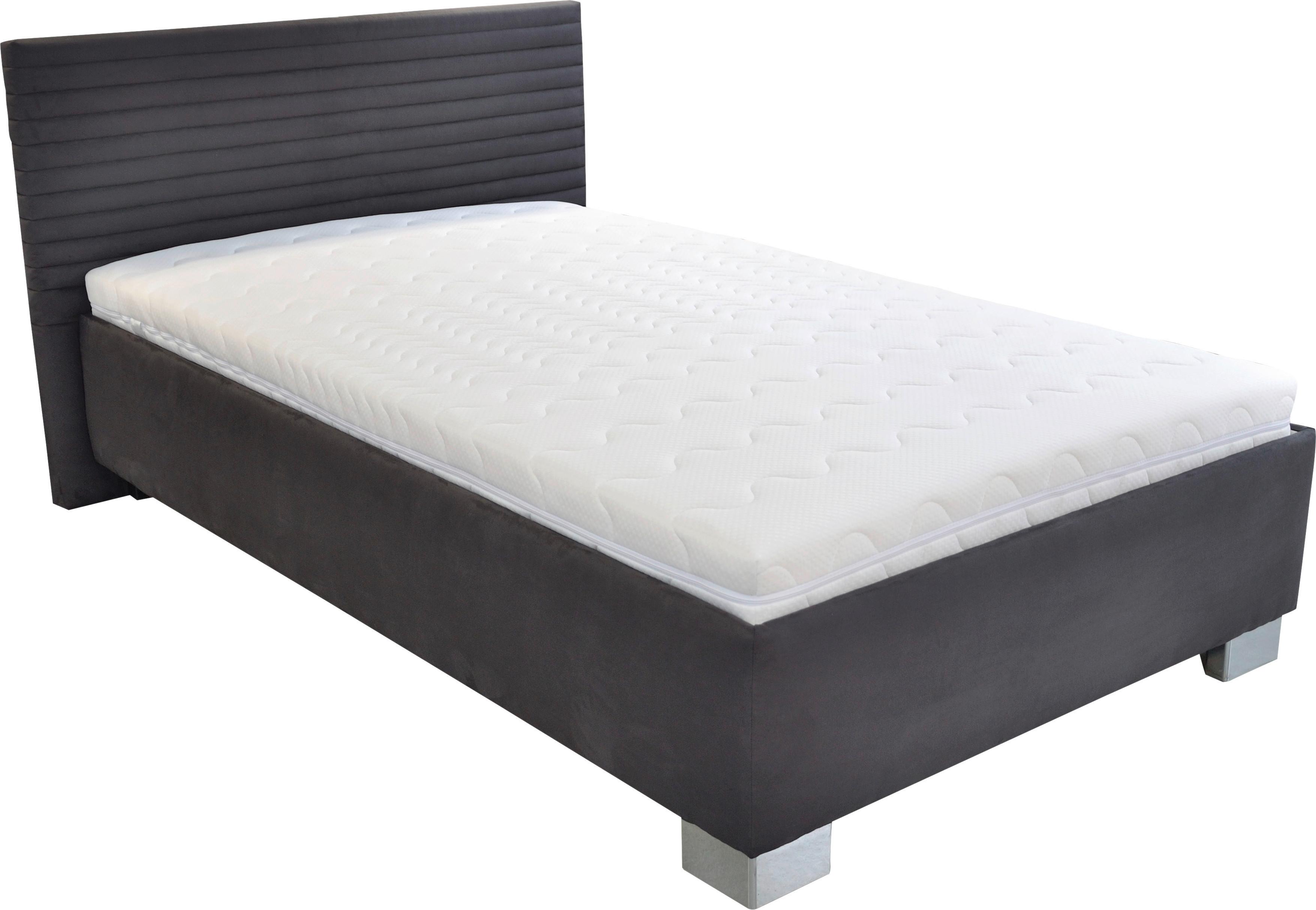Čalúnená Posteľ Como 120x200, Antracitová - biela/antracitová, drevo/textil (214/142/97cm)