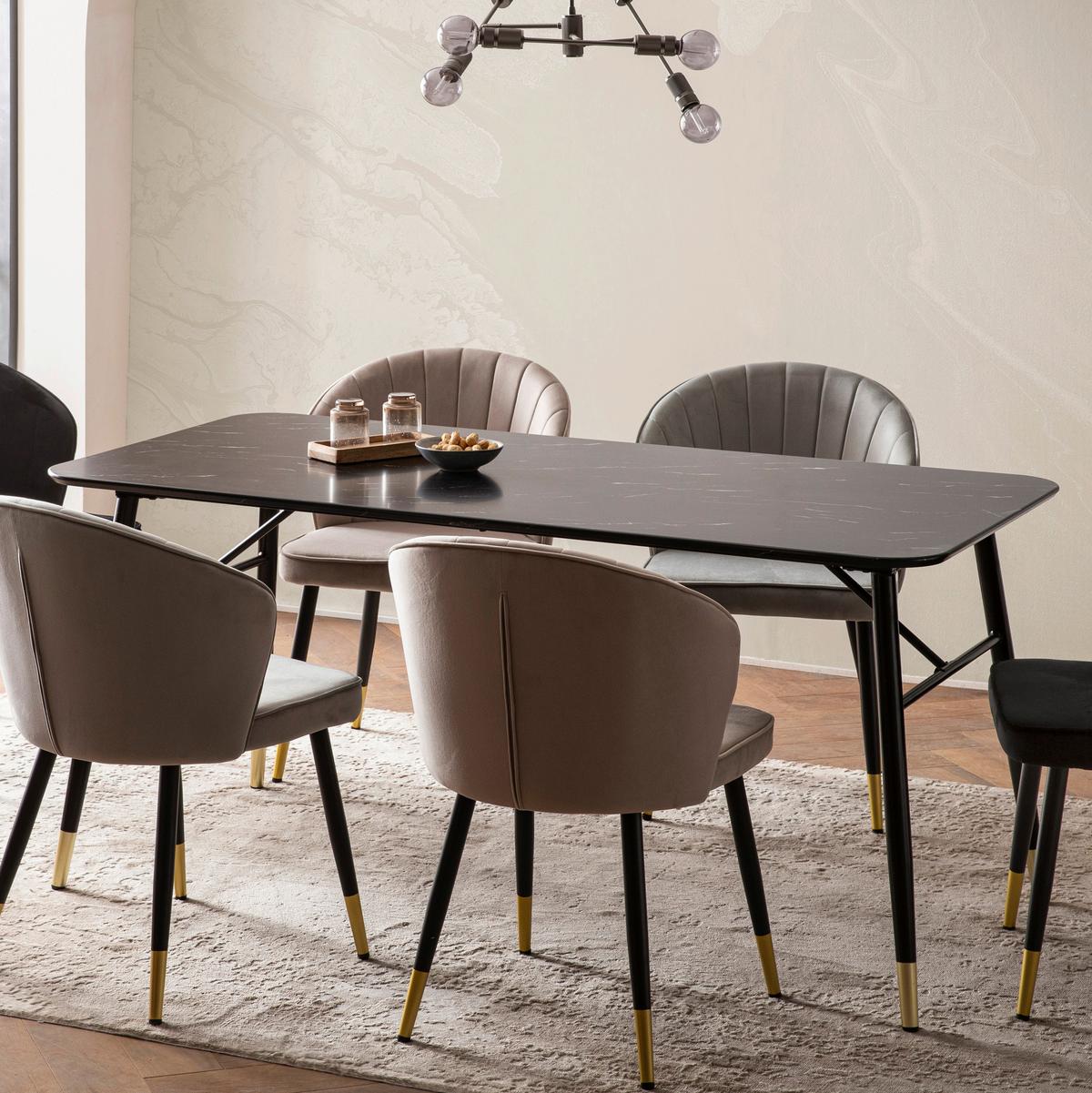 JÍDELNÍ STŮL WL6.958 - černá/barvy zlata, Design, kov/kompozitní dřevo (140/80/76cm) - MID.YOU
