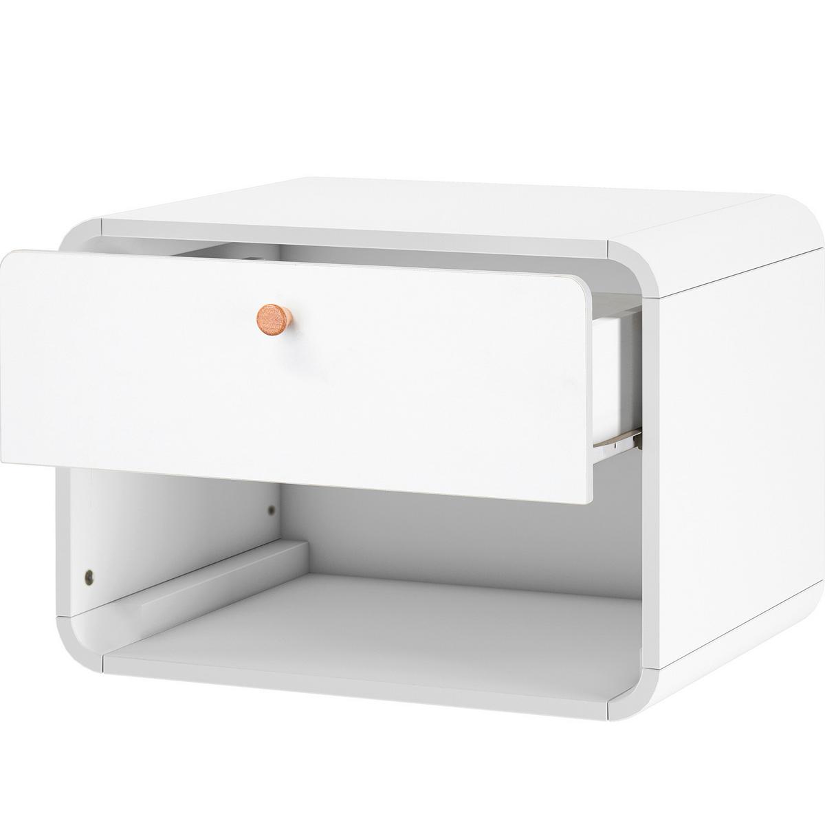 Nachttisch Cassie, Weiß B: 51 Cm - Weiß, Design, Holzwerkstoff (51/39/37cm) - MID.YOU