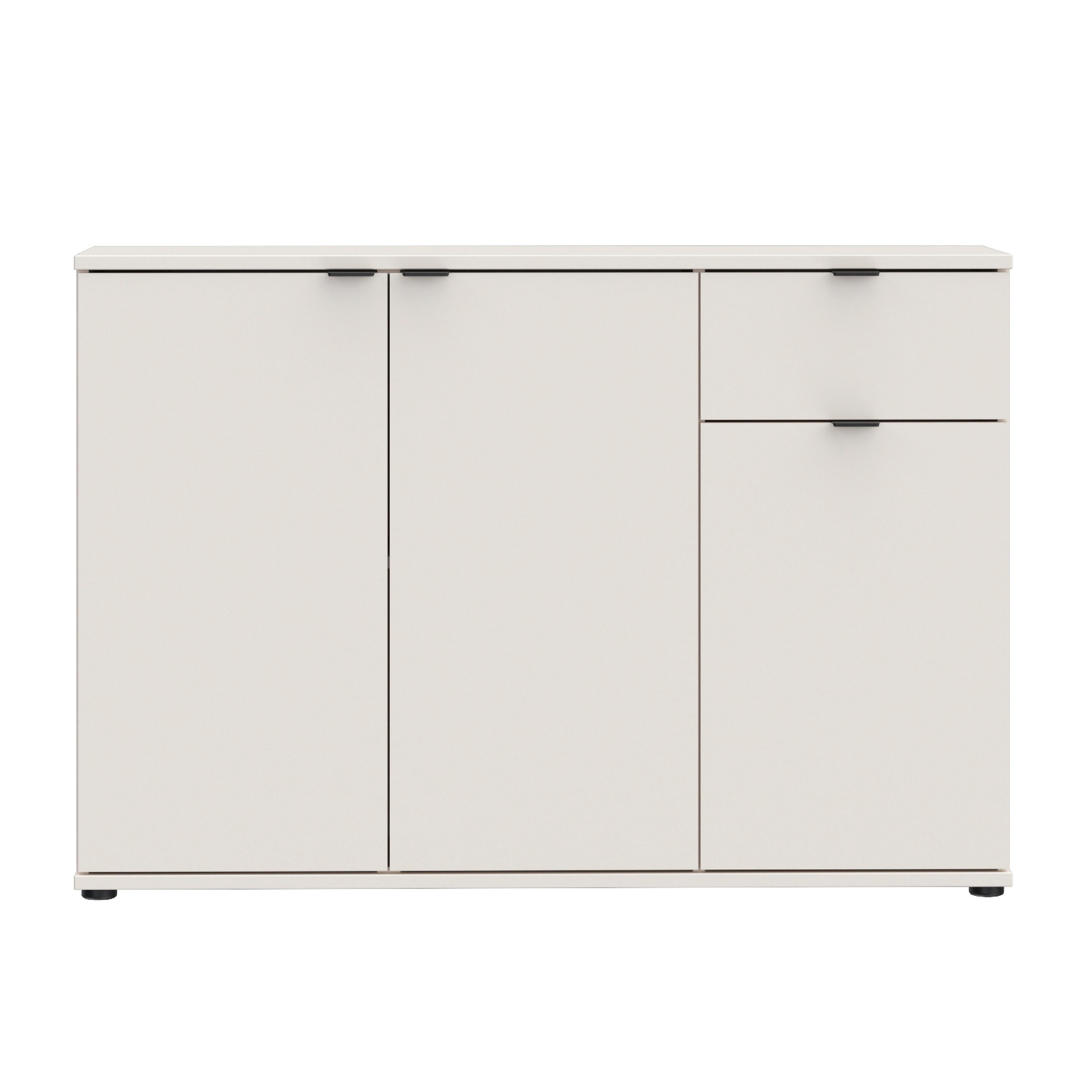 Komoda Ganymede, písková, š: 120 cm - černá/pískové barvy, Moderní, kov/kompozitní dřevo (119,8/82,3/34,1cm)