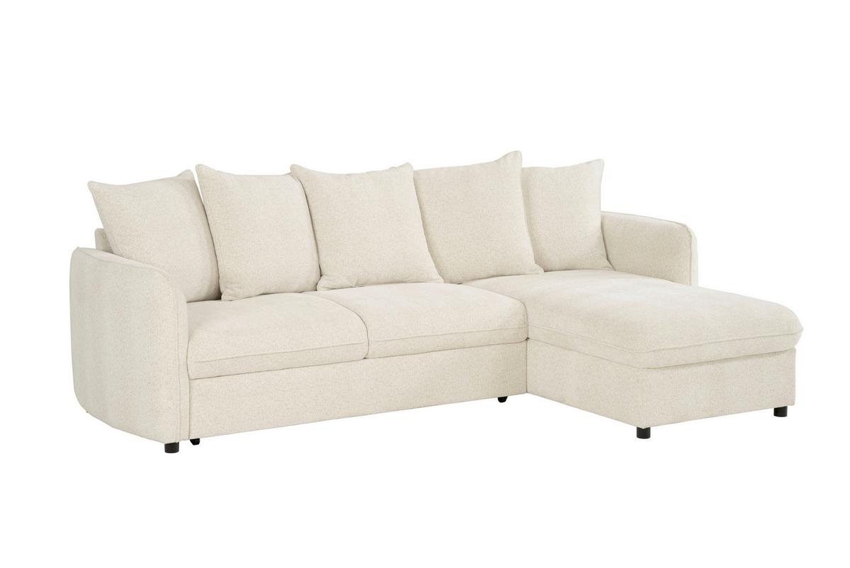 Ecksofa Costo Creme S: 254 cm - Creme/Schwarz, Design, Textil (254/160cm) - MID.YOU