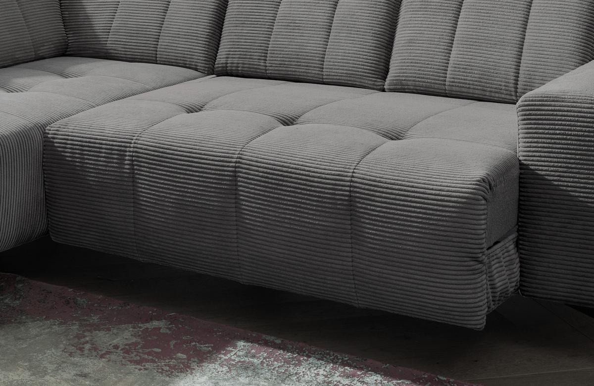 Ecksofa mit USB Anschluss Sano, Grau, S: 200x261 cm - Schwarz/Grau, MODERN, Textil (200/261cm) - Livetastic