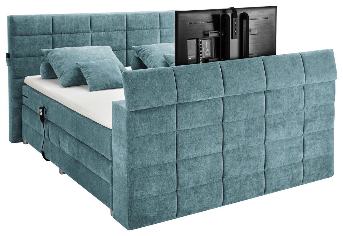 Boxspringbett Mit Topper 180x200 Cm Denver - Petrol, KONVENTIONELL, Textil (180/200cm) - Carryhome