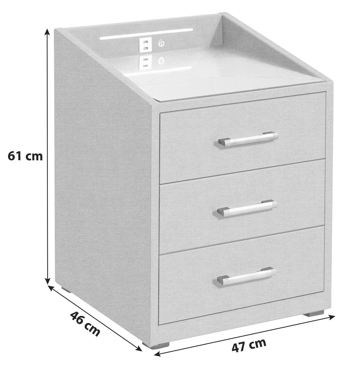 Nachtkästchen Grau Textil H: 61 cm Moon - Grau, Basics, Holzwerkstoff/Textil (47/61/46cm) - MID.YOU