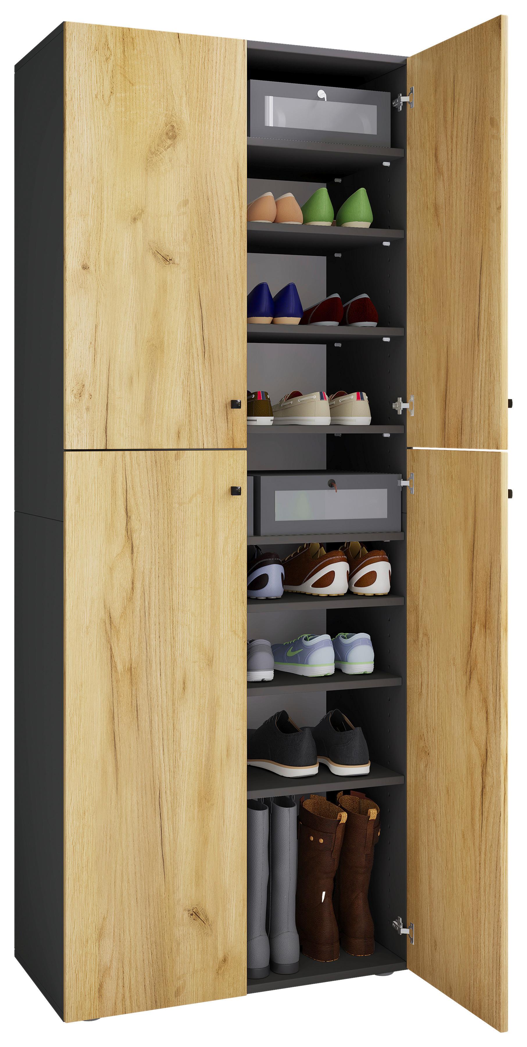 Kleiderschrank Lona Anthrazit Honigeiche - Honigeiche/Anthrazit, Design, Holzwerkstoff (70/182/39cm) - MID.YOU