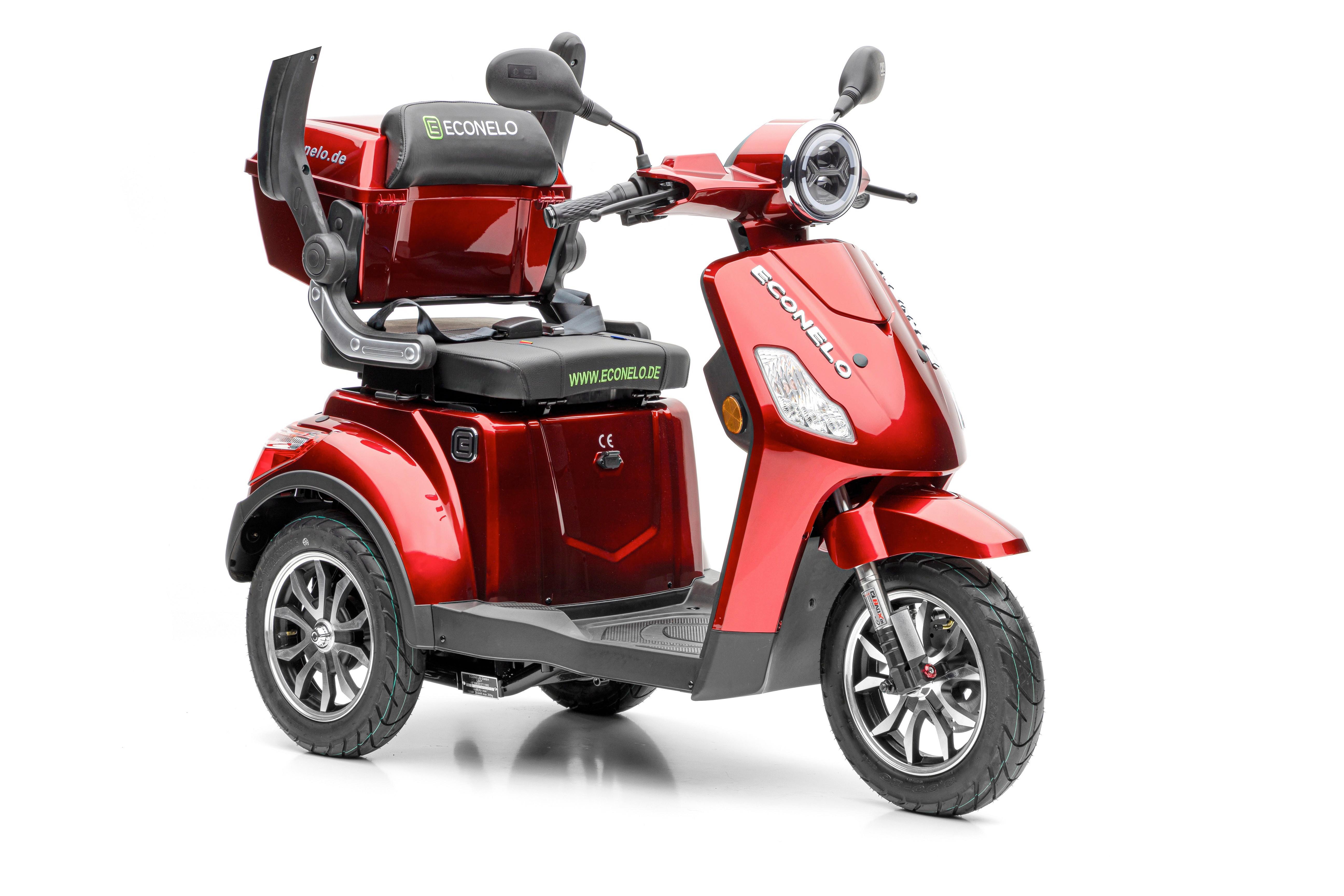 E-Seniorenmobil YOGI-IQ Blei-Akku, 3-Rad, 1000W - Rot, Basics, Kunststoff/Metall (152/67/102cm)