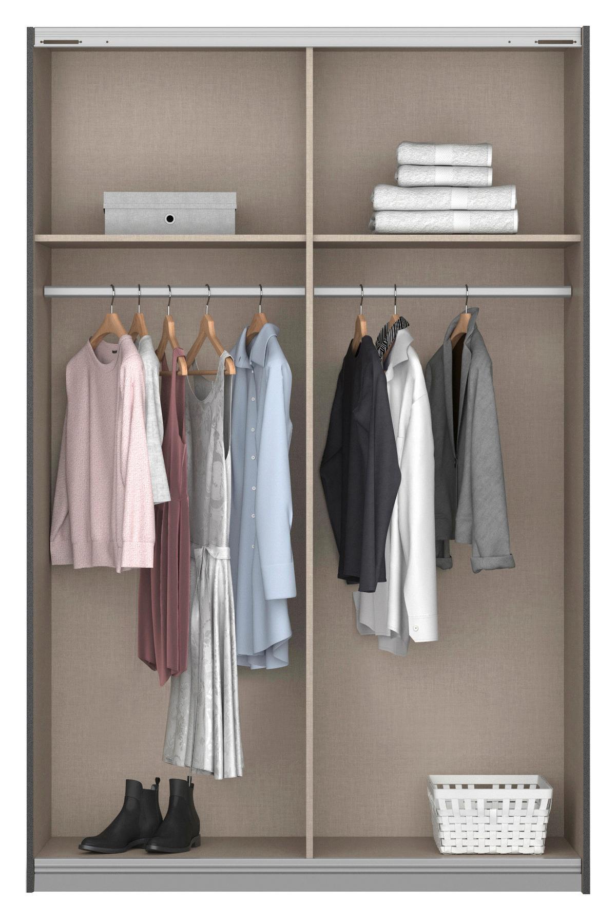 Schwebetürenschrank Subito - Silberfarben/Eiche Artisan, MODERN, Holzwerkstoff (136/197/61cm) - Rauch Möbel