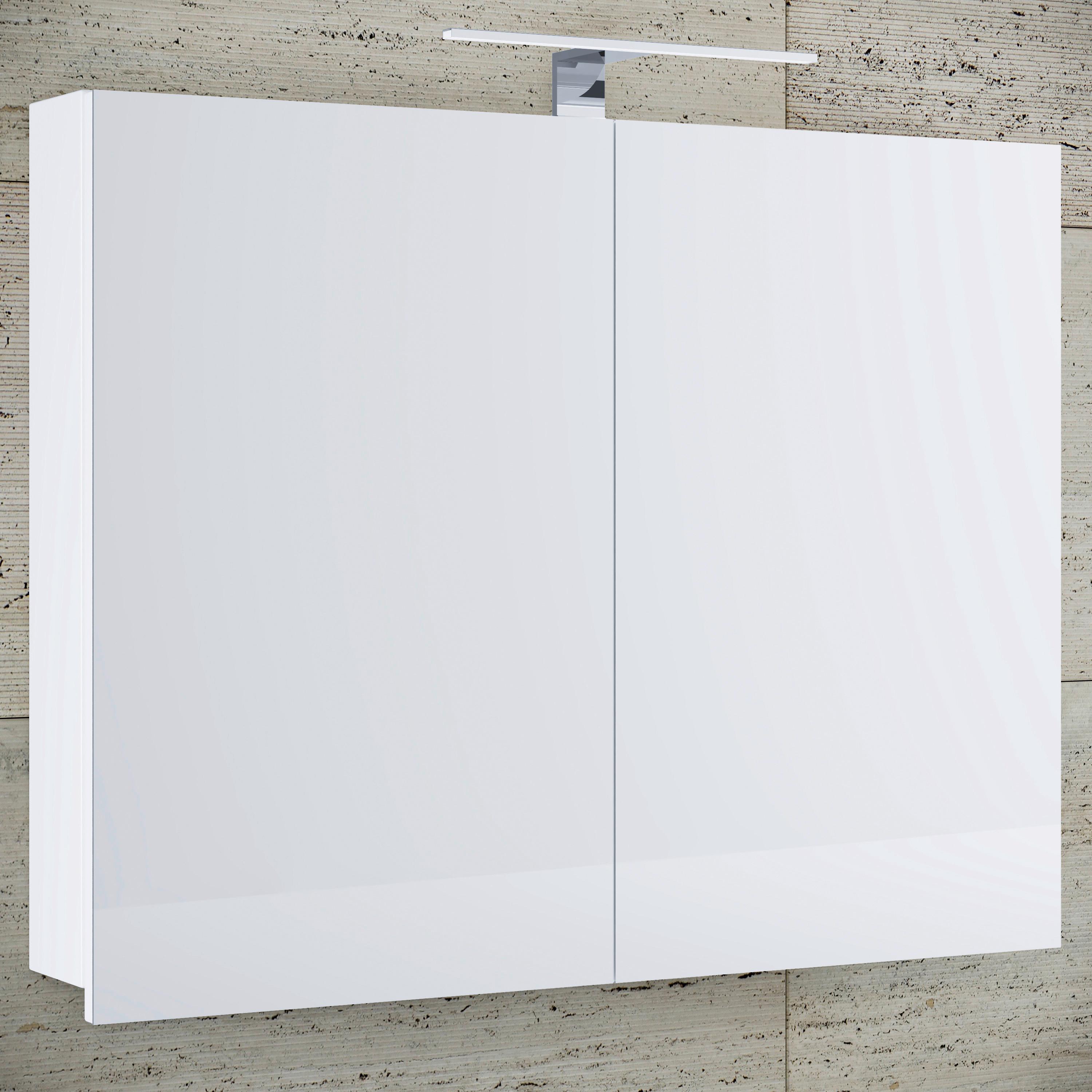 Spiegelschrank Badinos Weiß B: 80 cm - Weiß, MODERN, Glas/Holzwerkstoff (80/59,2/12cm) - MID.YOU