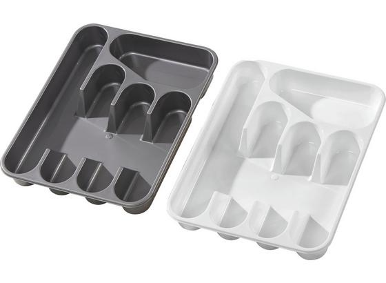 Besteckbox Heidrun - Silberfarben/Weiß, KONVENTIONELL, Kunststoff (35/26/4,5cm) - Ombra Besteckbox Heidrun - Silberfarben/Weiß, KONVENTIONELL, Kunststoff (35/26/4,5cm) - Ombra