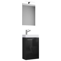 Elegantní koupelna pro hosty zrcadlo s LED osvětlením - bílá/černá, Moderní, kompozitní dřevo/keramika (40cm) - MID.YOU