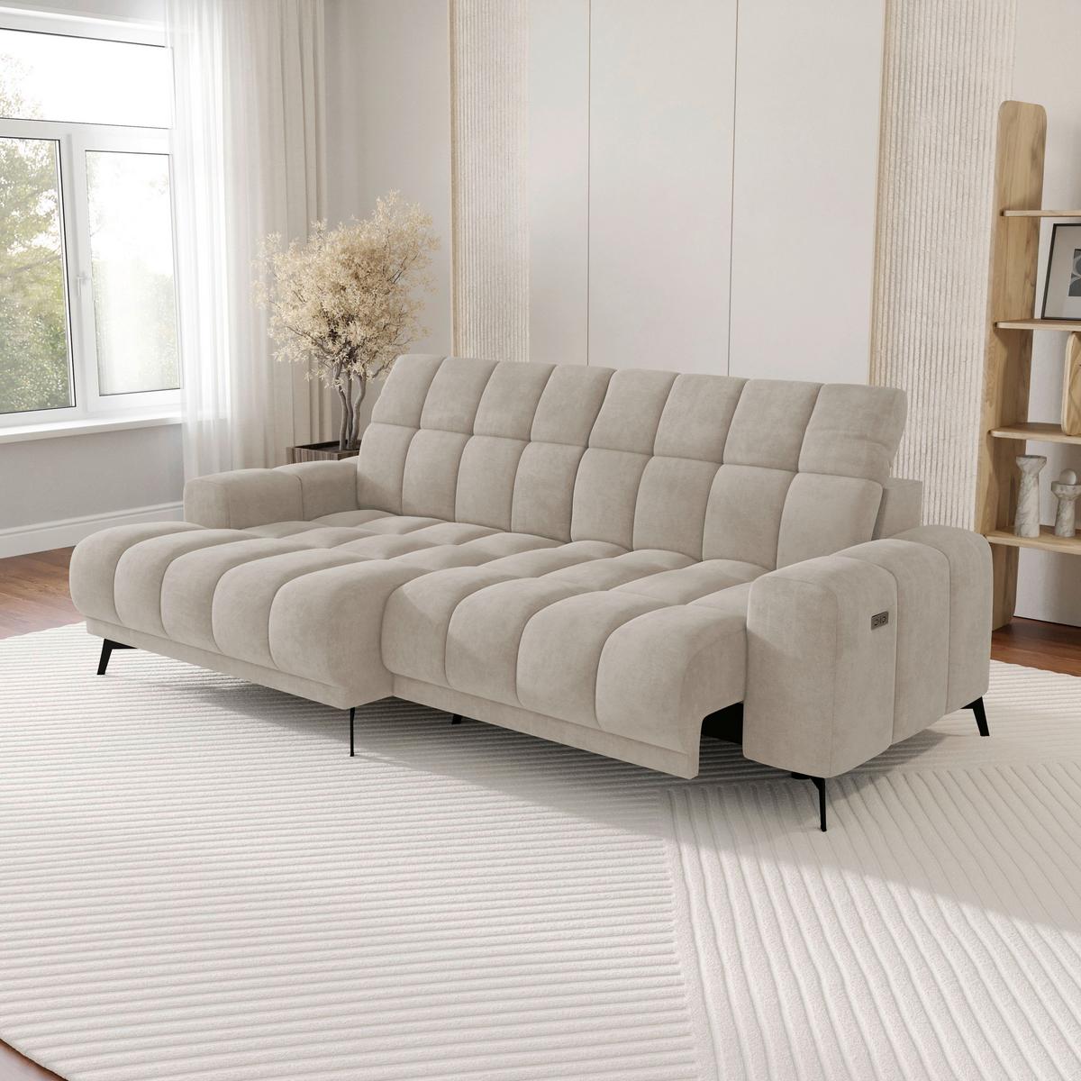 Rohová sedačka LAYA, levá, hnědá tkanina MEMPHIS - hnědá, Moderní, textil (155/250cm) - Premium Living