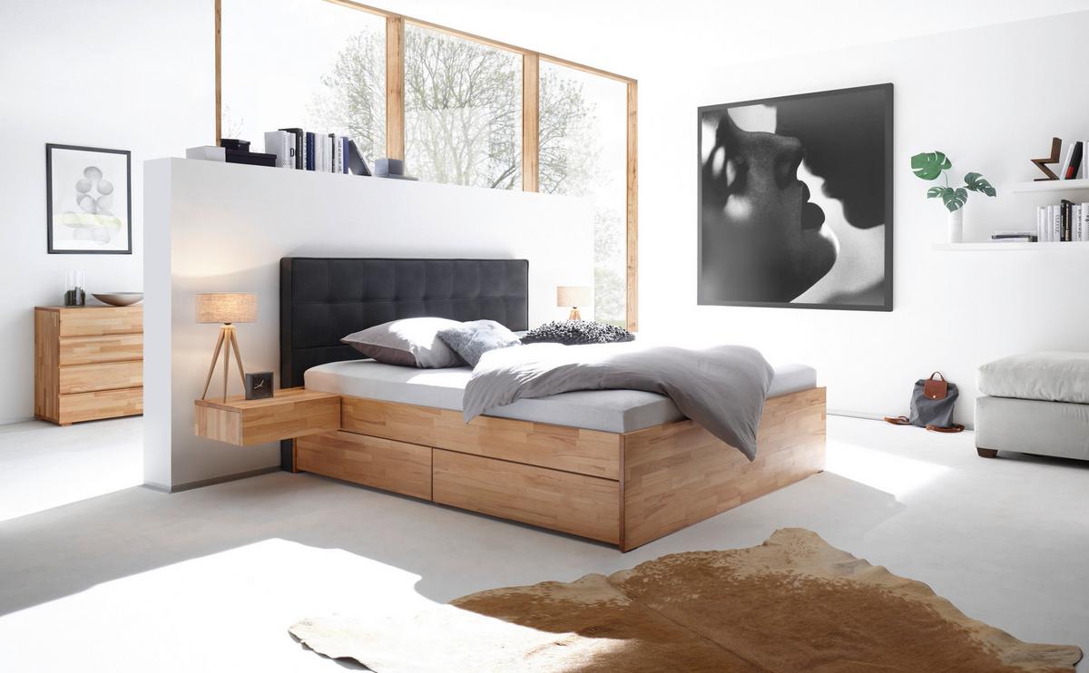 Stauraumbett Elito Mit 2 Schubladen 140x200 cm - Anthrazit/Buchefarben, MODERN, Holz/Textil (140/200cm) - Hasena