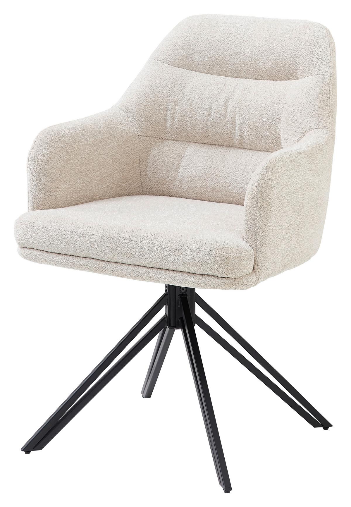 Armlehnstuhl Emilia - Beige/Schwarz, MODERN, Textil/Metall (46,5/85,5/60cm) - MID.YOU