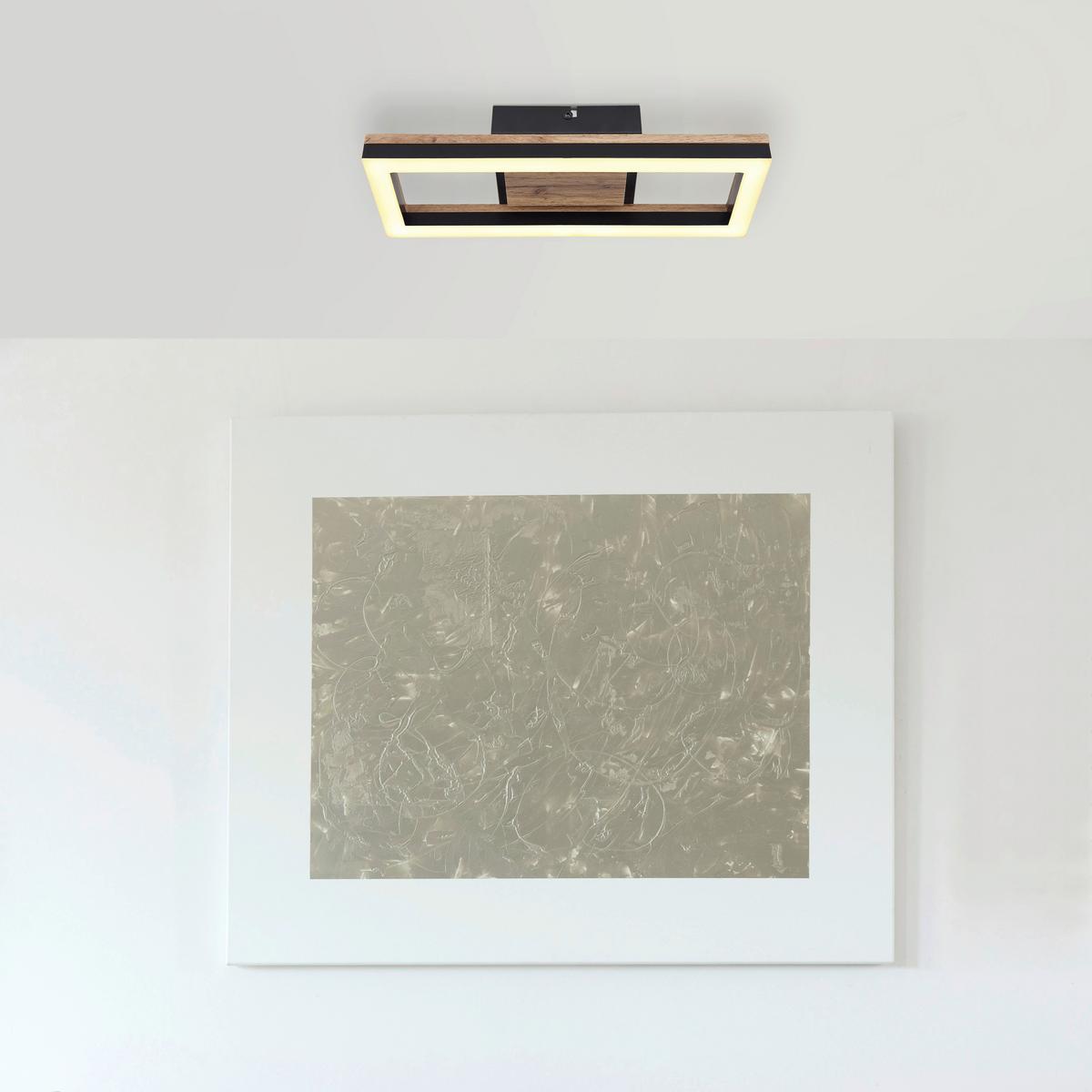 LED-Deckenleuchte 67297d1 - Dunkelbraun/Opal, Design, Holzwerkstoff/Kunststoff (34,5/13/5,8cm) - Globo