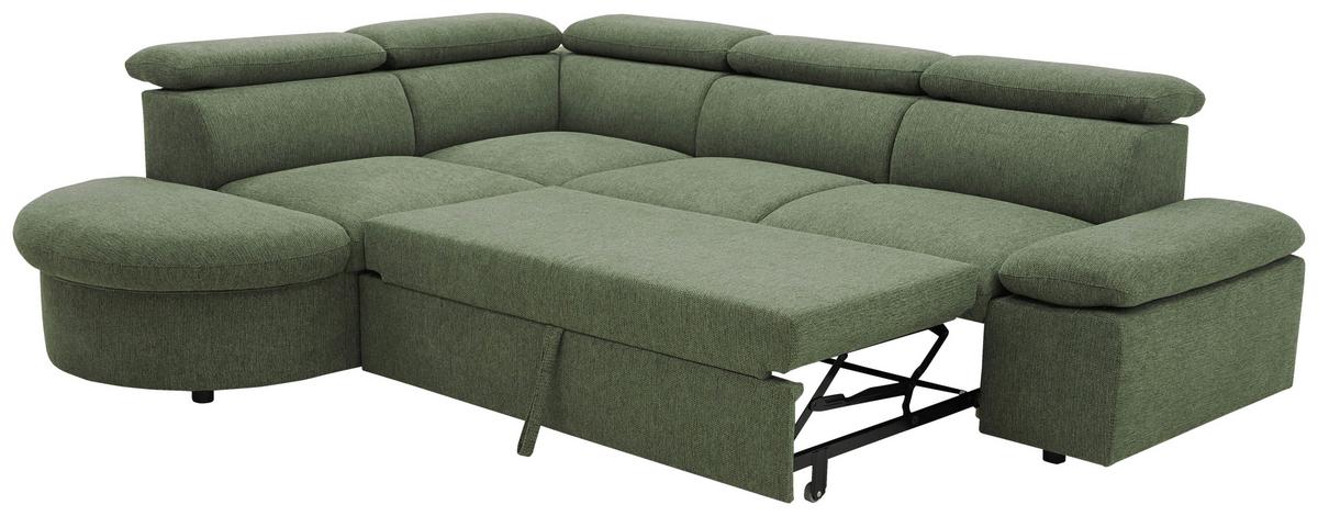 Ecksofa Firenze - Schwarz/Olivgrün, Basics, Textil (219/265cm) - MID.YOU