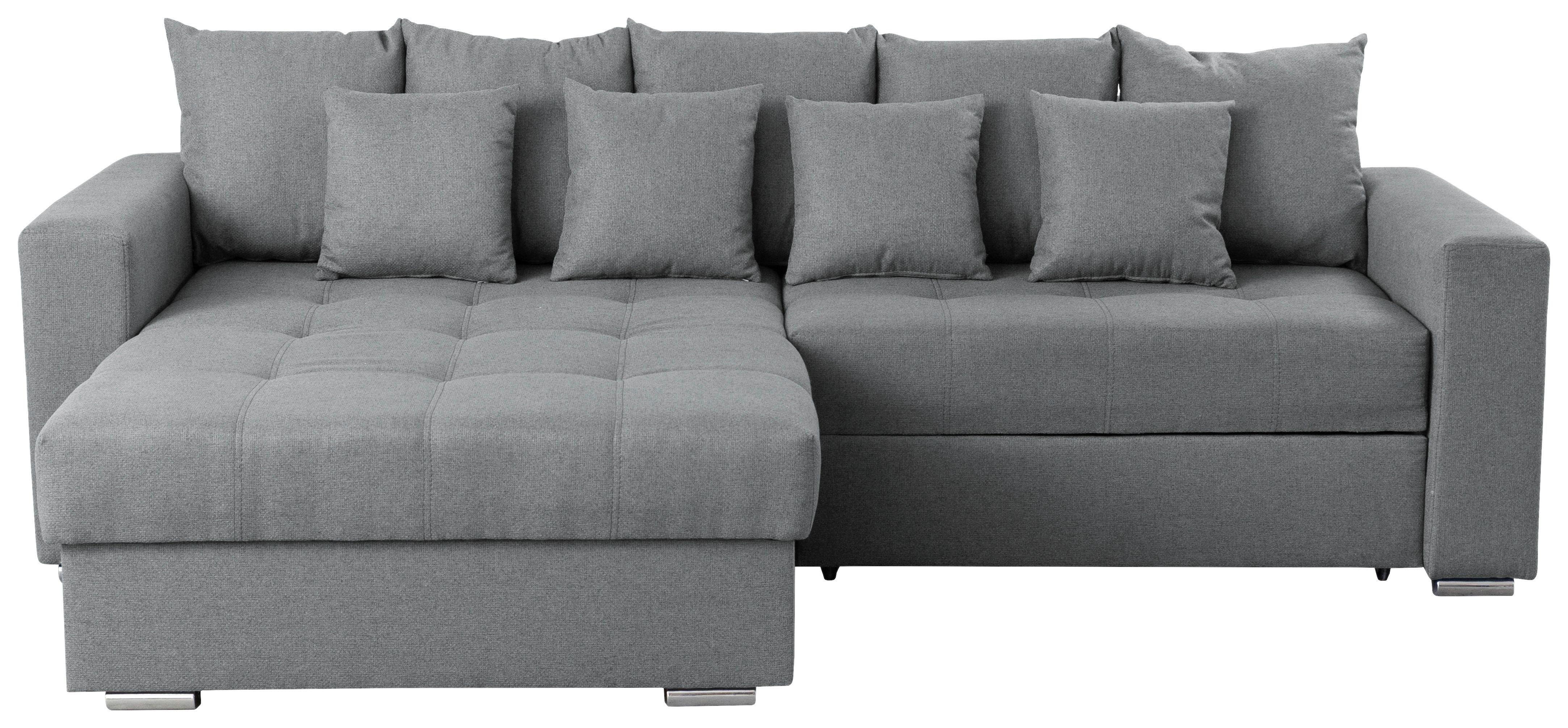 Ecksofa Flavio Grau S: 165x265cm - Silberfarben/Schwarz, Design, Textil (165/265cm) - MID.YOU