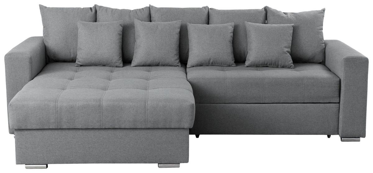 Ecksofa Flavio Grau S: 165x265cm - Silberfarben/Schwarz, Design, Textil (165/265cm) - MID.YOU