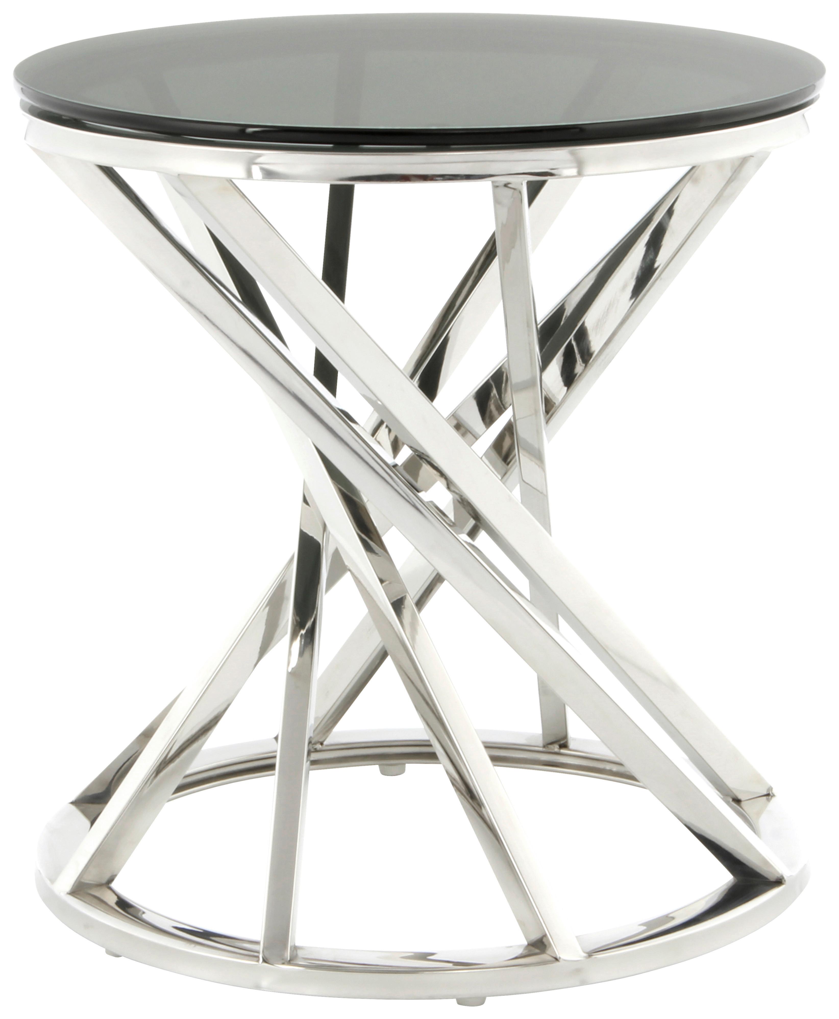 Beistelltisch Wesley 125 Schwarz/Silberfarben B: 40 cm - Silberfarben/Schwarz, Design, Glas/Metall (40/40/42cm) - Kayoom