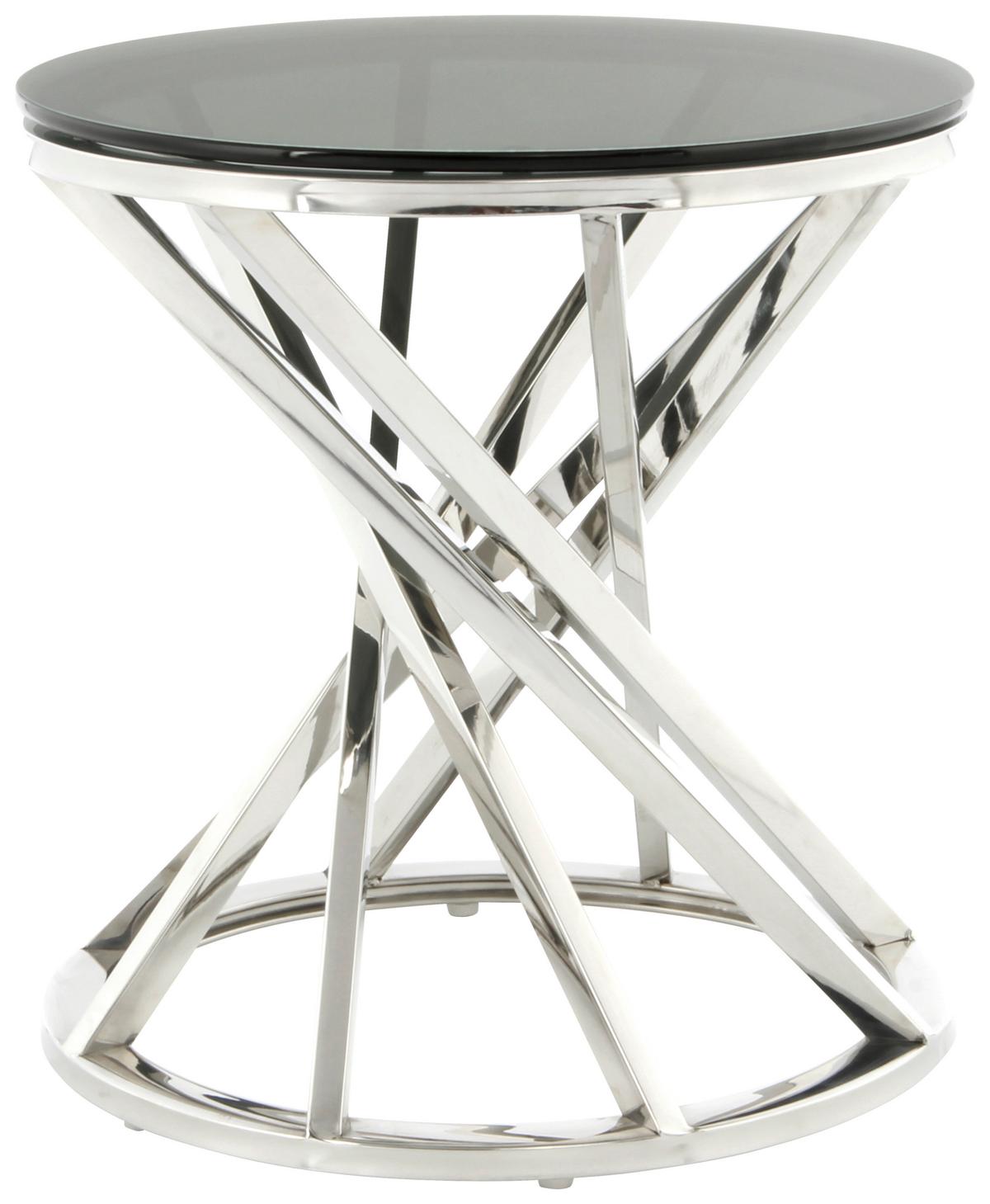 Beistelltisch Wesley 125 Schwarz/Silberfarben B: 40 cm - Silberfarben/Schwarz, Design, Glas/Metall (40/40/42cm) - Kayoom