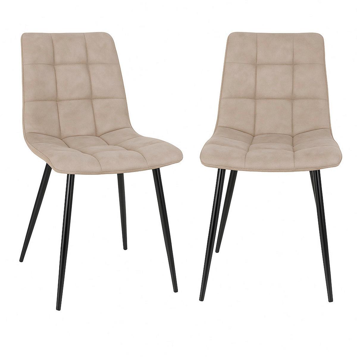 Stuhl-set Middelfart Hellbraun B: 44 Cm - Hellbraun/Schwarz, MODERN, Textil/Metall (44/86/55cm) - MID.YOU