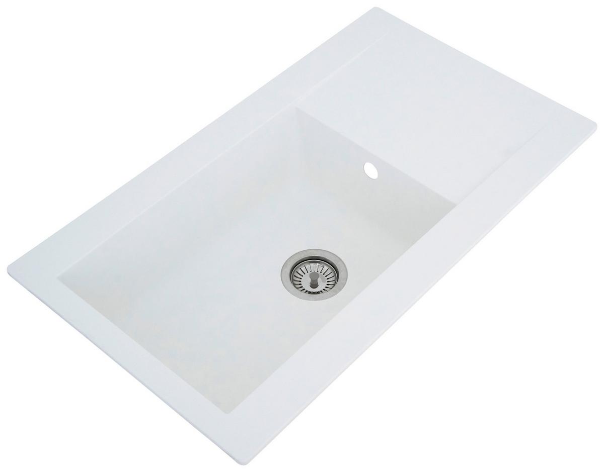 Spüle Respekta Denver Kunststein 86x50 cm - Weiß, Trend, Glas/Kunststoff (86/20/50cm) - Respekta