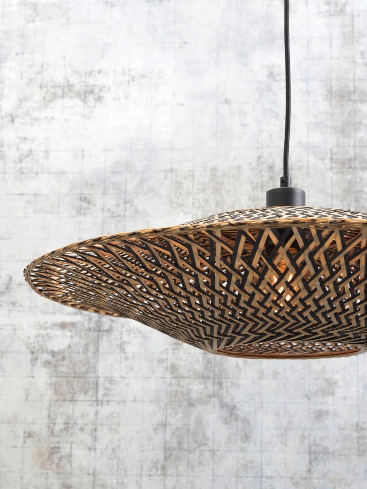 Hängeleuchte Bali H: 12 cm 1-Flammig höhenverstellbar - Hellbraun/Schwarz, Design, Naturmaterialien (44/12cm) - Good & Mojo