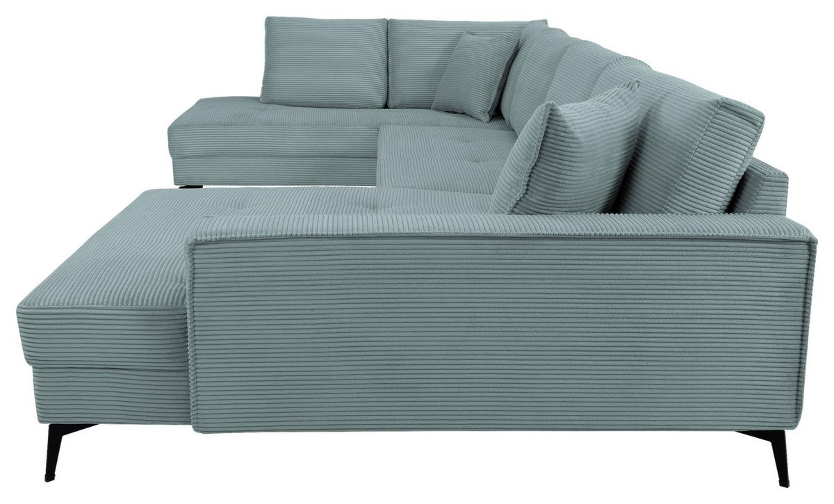 Wohnlandschaft Zero Hellblau U-Form 195x362x173cm - Salbeigrün/Schwarz, Trend, Textil (195/362/173cm)