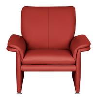 Sessel Comodo Echtleder Rot B: 93 cm - Silberfarben/Rot, Design, Leder (93/90/88cm) - Livetastic