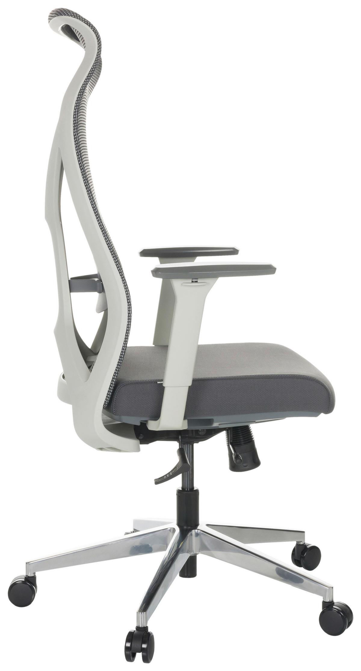 Drehstuhl Azurro White - Silberfarben/Schwarz, Basics, Kunststoff/Textil (69/119-128/60cm) - MID.YOU