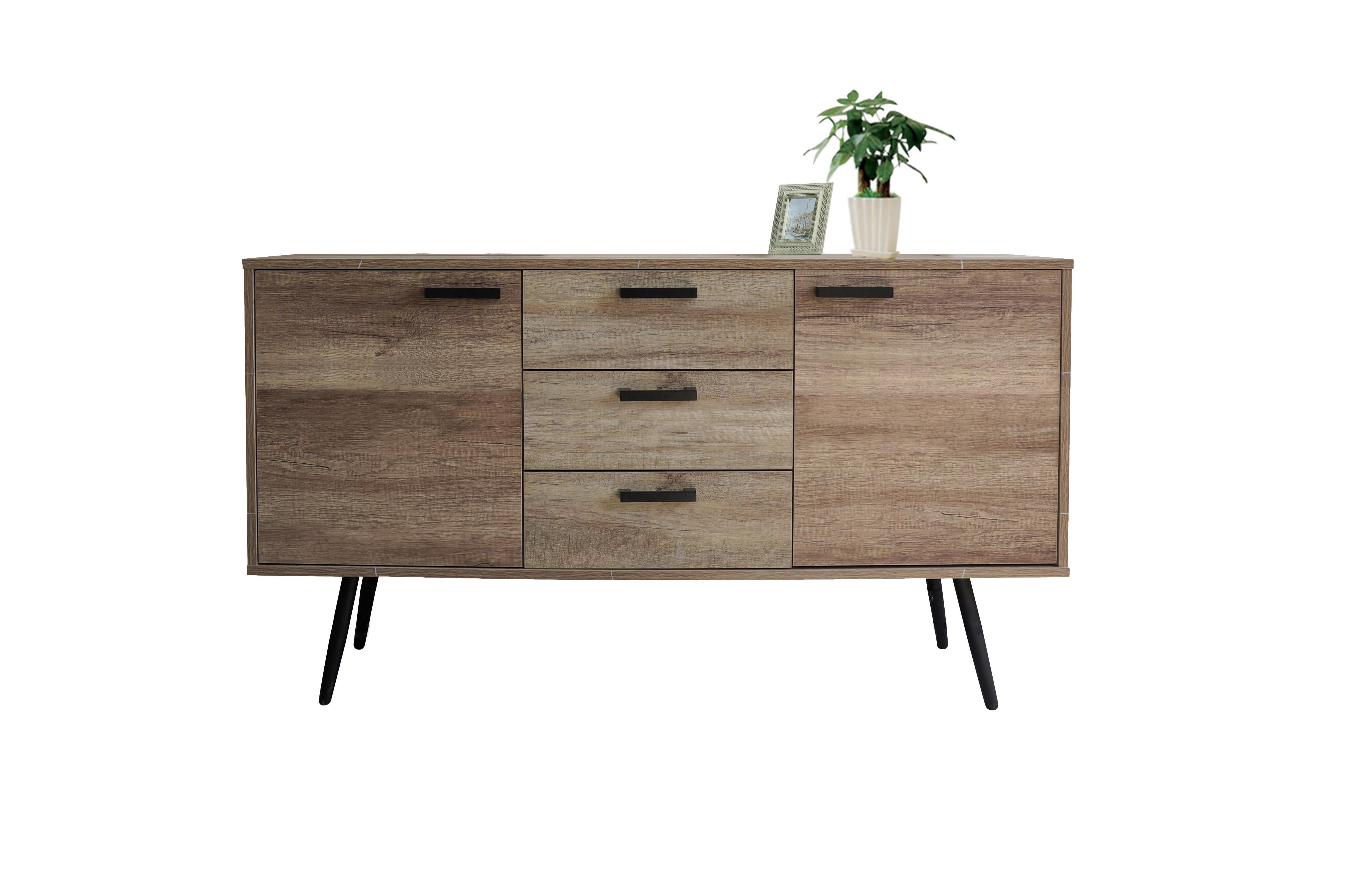 Sideboard Braun B: 150cm - Schwarz/Braun, Design, Holzwerkstoff (150/84/39,5cm) - Livetastic