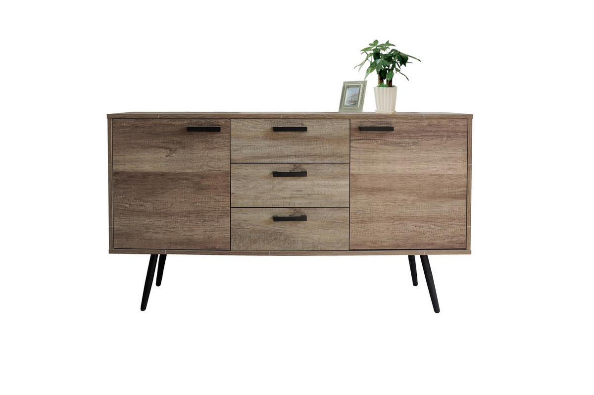 Sideboard Braun B: 150cm - Schwarz/Braun, Design, Holzwerkstoff (150/84/39,5cm) - Livetastic