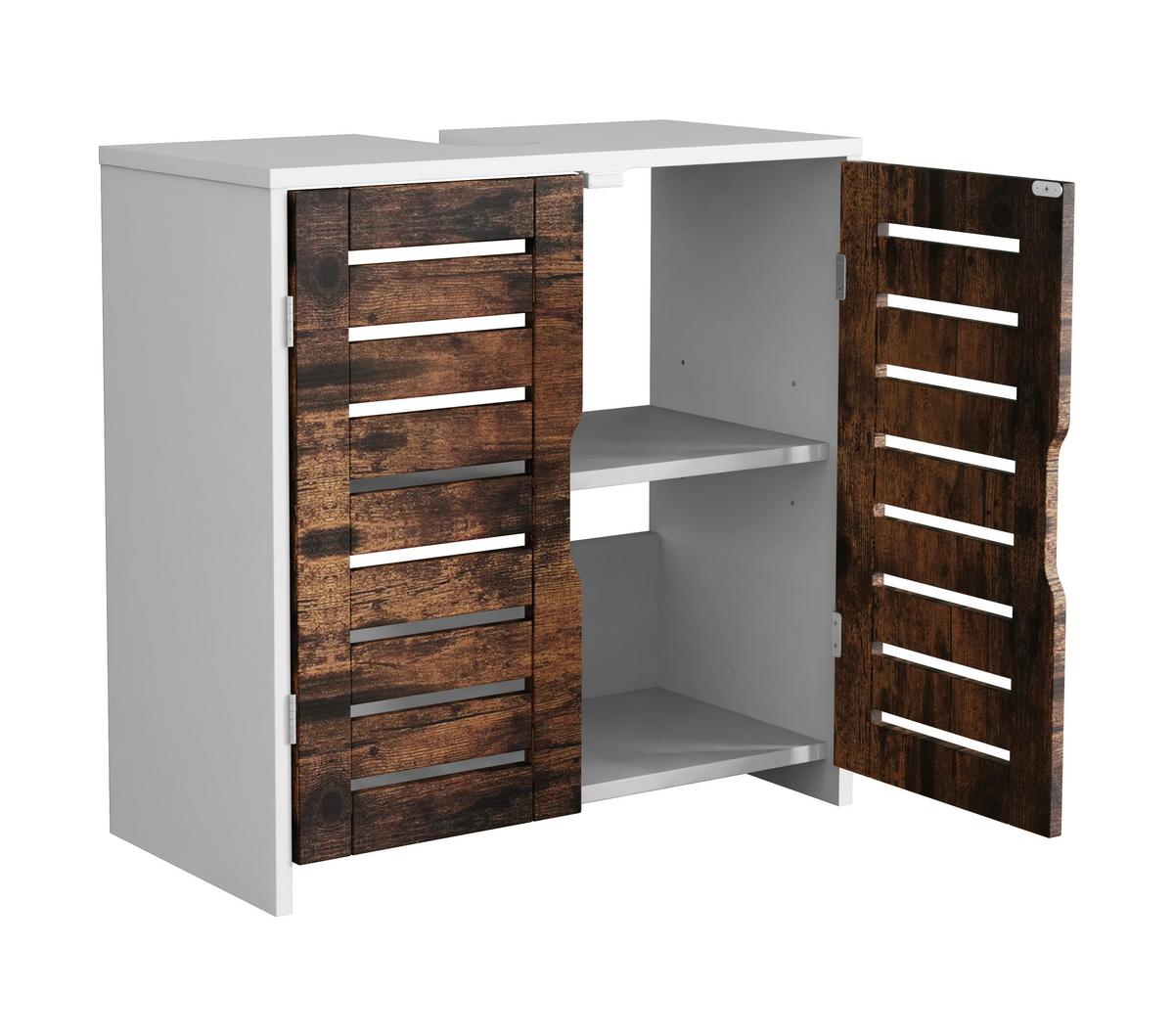 WASCHBECKENUNTERSCHRANK Weiß/Eichefarben B: 60cm - Eichefarben/Weiß, Trend, Holzwerkstoff (60/60/29cm) - MID.YOU