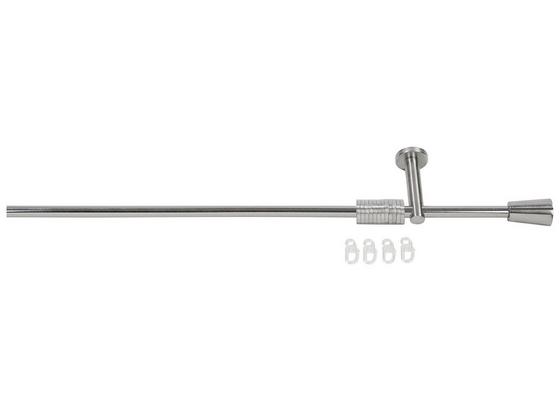 Rundstangengarnitur Jocy - Edelstahlfarben, KONVENTIONELL, Kunststoff/Metall (120cm) - Ombra Rundstangengarnitur Jocy - Edelstahlfarben, KONVENTIONELL, Kunststoff/Metall (120cm) - Ombra