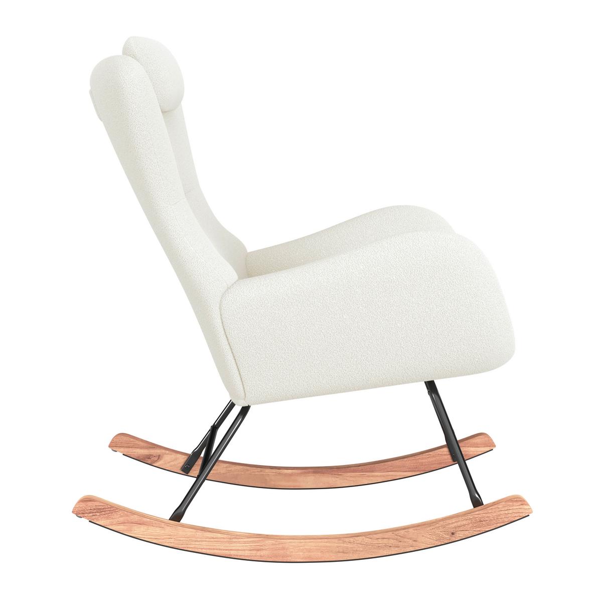 Schaukelsessel Teddy Teddy weiß, B: 66 cm - Weiß/Naturfarben, MODERN, Holz/Textil (66/90/85cm)